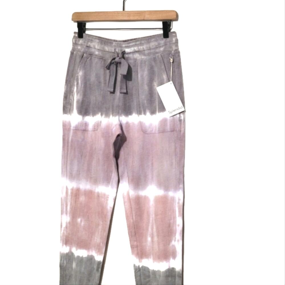 Splendid Tie Dye Jogger Pant Gray Pink Lounge Athleisure Casual Cotton Size XS - Picture 5 of 13